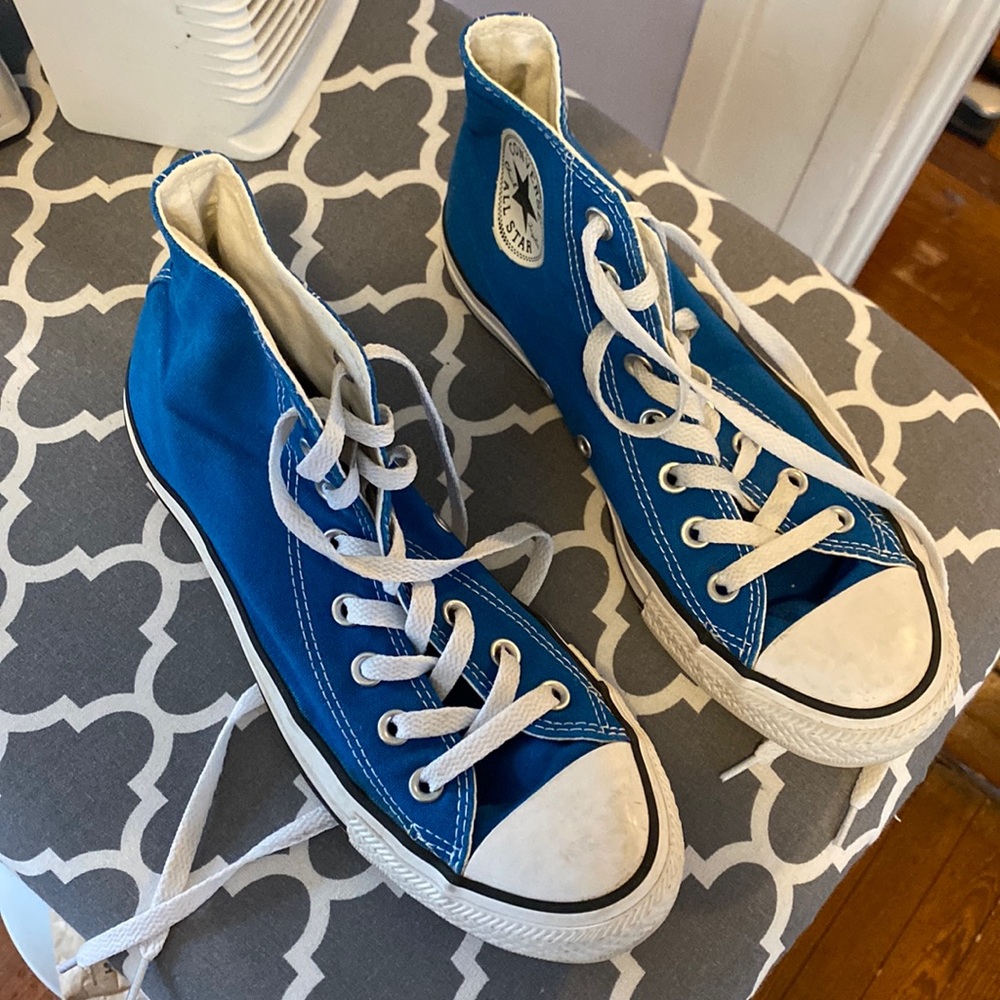 Electric Blue Converse High Tops - Mens 7, Womens 9
